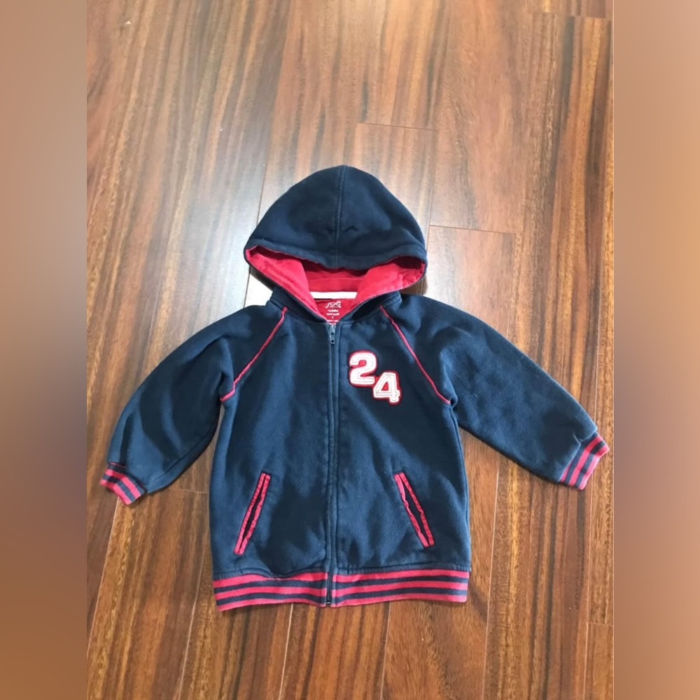 Joe Fresh boys’ 4T zip hoodie, navy with red trim